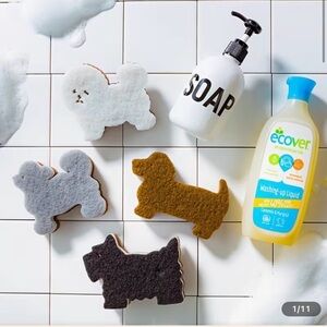 4PCS Dog-Shaped Dishwashing Sponge Set | Scrubbing Pads NEW